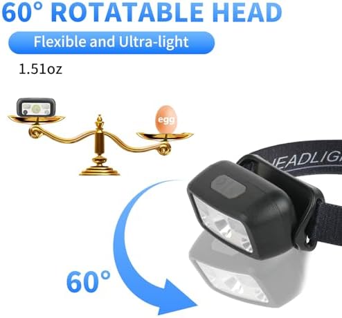 Hilngav Headlamp Rechargeable 4-Pack 14 Modes White Red