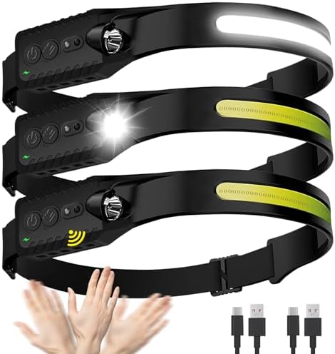 3-Piece Rechargeable LED Headlamp Set