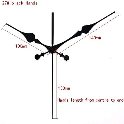 Con-Clock SShaft 27x Black Quart Clock Hands Kit for DIY