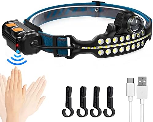 COB LED Headlamp Rechargeable Waterproof 270-Degree Floodlight