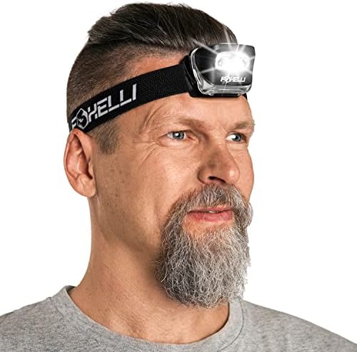 Foxelli LED Headlamp Flashlight - Waterproof Comfortable 3 AAA Batteries