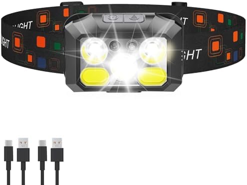 1200 Lumens Headlamp for Camping Hiking Rechargeable Waterproof and Great Battery Life