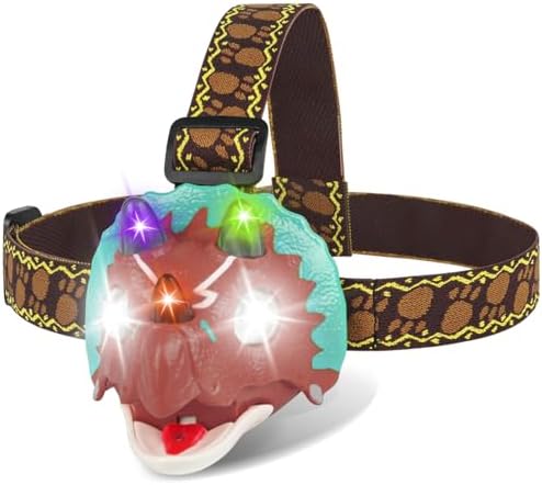 Dinosaur Headlamp for Kids T-Rex LED Flashlight Camping Essentials