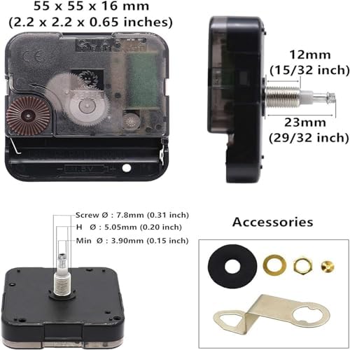 Precision Replacement Clock Mechanism with Clock Hands
