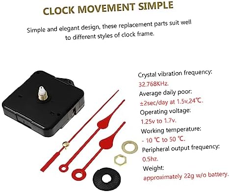 Silent Quiet Red Quartz Clock Hands Easy Install Movement Kit for Clocks
