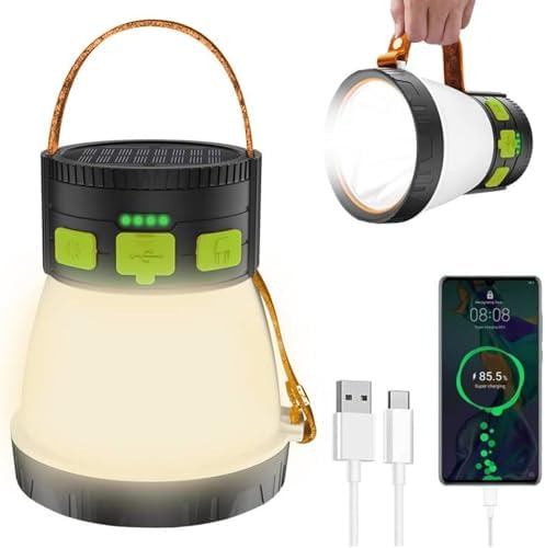iToncs LED Camping Lantern 1500 Lumens Rechargeable Solar Setup