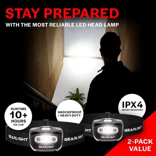 GearLight Adj Headlamp 2PK - Fluorescent Bright Adjustable Durable hiking camping light