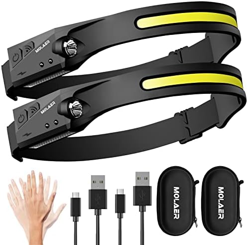 MOLAER 2-Piece LED Headlamp Set for Camping Hiking Adults and Kids