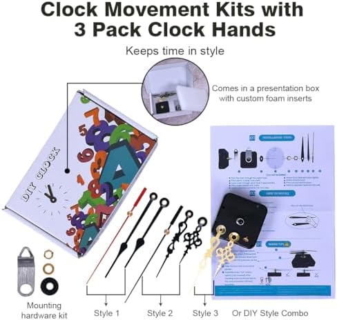 Precision Clock Mechanism Kit with 3 Replacement Hands for DIY Repair