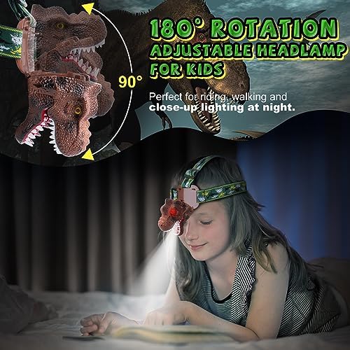 Safe Fun Durable Dinosaur Headlamp for Kids