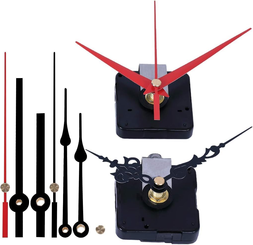 EMOON 2-Piece Wall Clock Movement Kit with 4 Replacement Hands