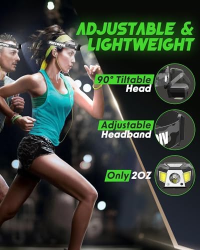 2-Piece 1200 Lumens Headlamp with Red Light Motion Sensor Waterproof