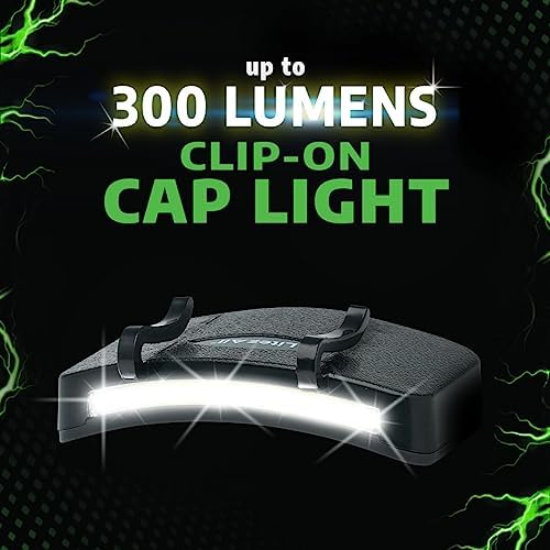 LitezAll Adjustable LED Cap Light 300 Lumens Battery-Powered Weather-Resistant