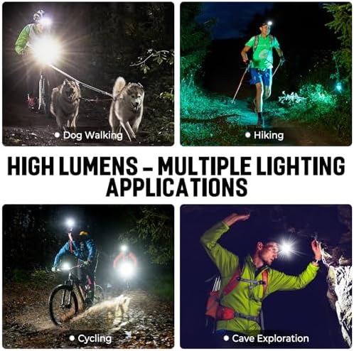 BERCOL Rechargeable Headlamp 2 Pack with 5 Modes and USB Charging