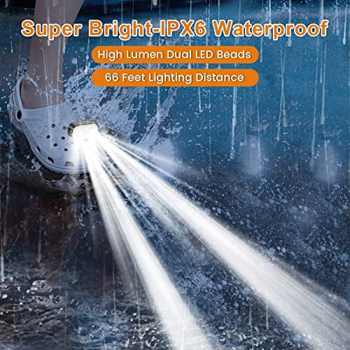 Bright water-resistant croc shoes headlights