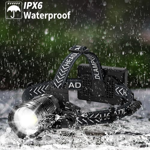 Cinlinso Rechargeable Headlamp 2-Pack 4 Modes 90 Adjustable 990000 Lumens IPX6 Waterproof