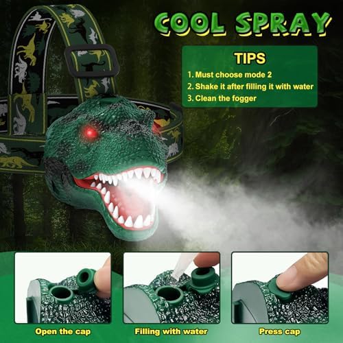 Nitigo Spray Dinosaur Headlamp for Kids Adults