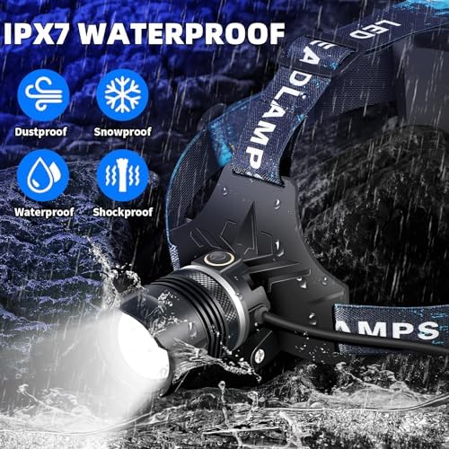 Rechargeable LED Headlamp with 990000 Lumens 5 Lighting Modes Adjunction IPX7 WaterPROOF