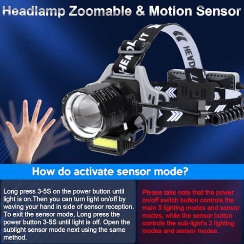 Bud K Rechargeable LED Headlamp with Motion Sensor