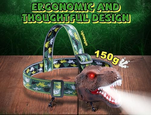 Safe Fun Durable Dinosaur Headlamp for Kids