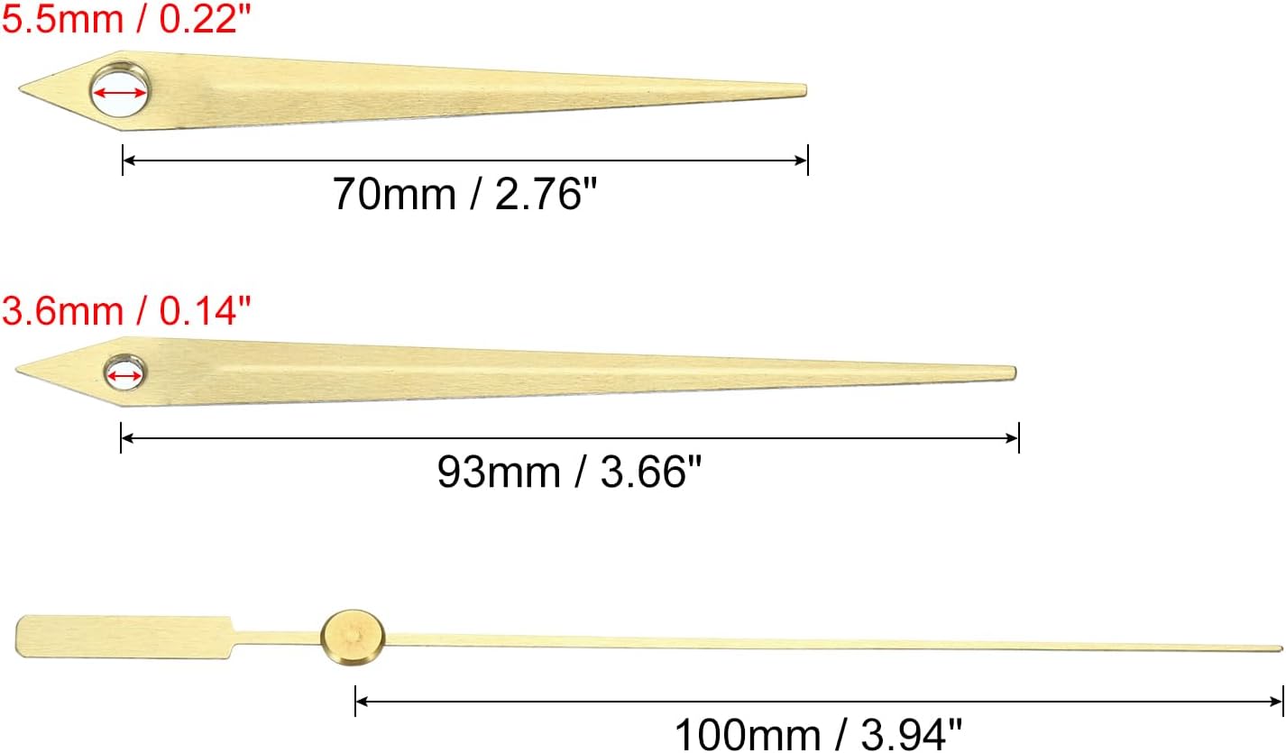 Aluminum Gold Clock Hands Kit for DIY Repair Quiet Accurate Replacement