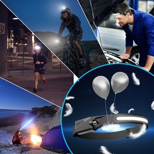 BudK 4-Piece Rechargeable Headlamp Set for Adults
