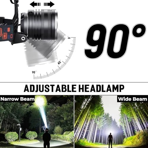 BERCOL Rechargeable Headlamp 2 Pack with 5 Modes and USB Charging