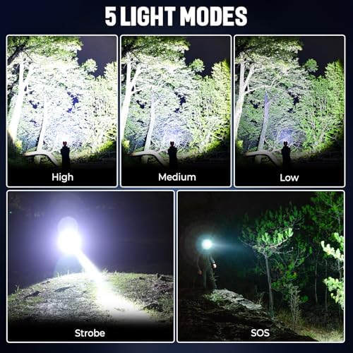 BERCOL Rechargeable Headlamp 2 Pack with 5 Modes and USB Charging