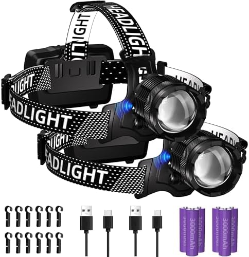 Zmoon 100000LM Rechargeable LED Headlamp 40-Hour Power 3 Modes