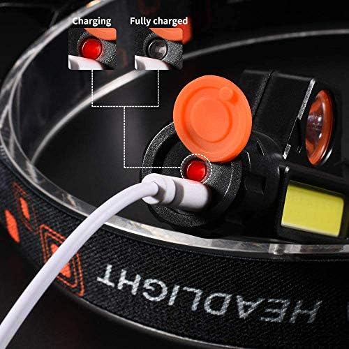 2 Pack Rechargeable Forehead Head Light - Night Walking Construction Headlamp US