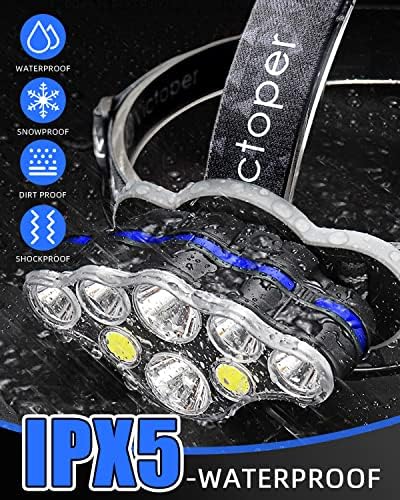 Victor Rechargeable Headlamp 8 LED 18000 Lumens Red Light Waterproof