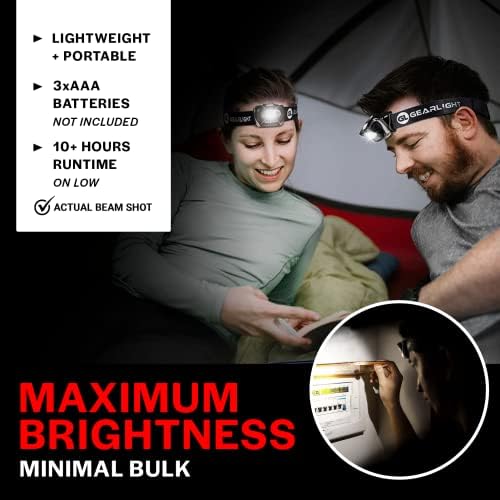 GearLight Adj Headlamp 2PK - Fluorescent Bright Adjustable Durable hiking camping light