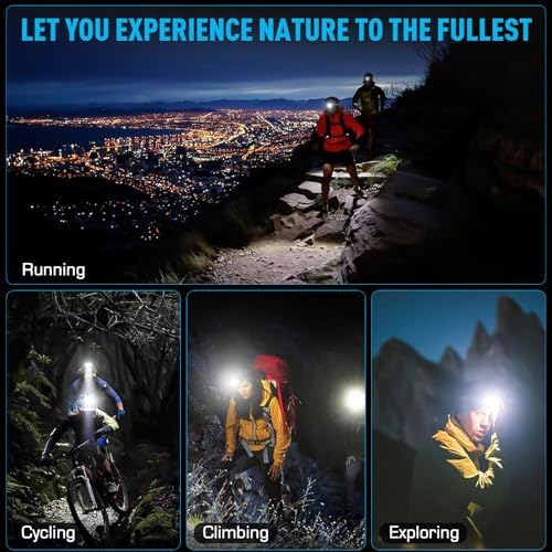AMAKER 900000 Lumens LED Headlamp Low Battery IPX7 Waterproof Adjustable Powerful Beam