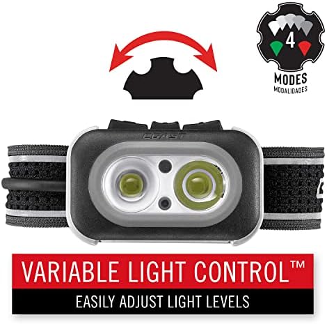Coast RL20R 1000 Lumen Headlamp Bright Safe Reliable for Hiking