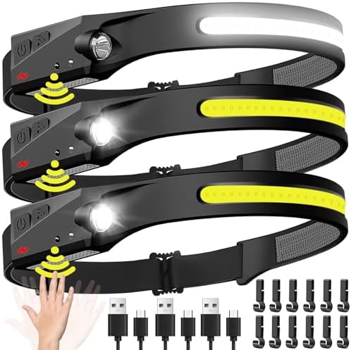 3-Piece Rechargeable Headlamp Set with 230 Wide Beam