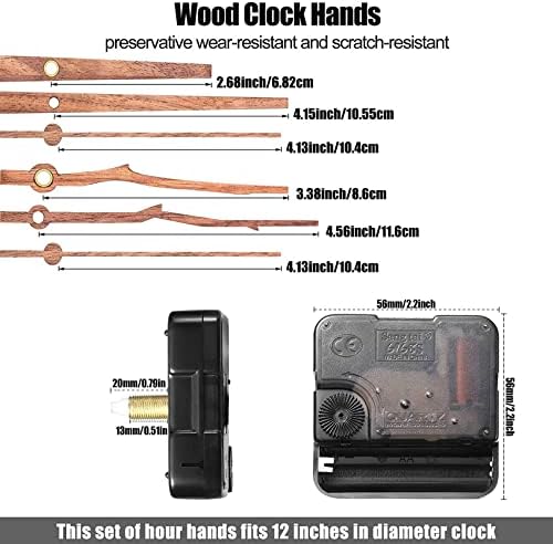 2Pc Wall Clock Timer Kit with WALnut Hands for DIY Repair Replacement