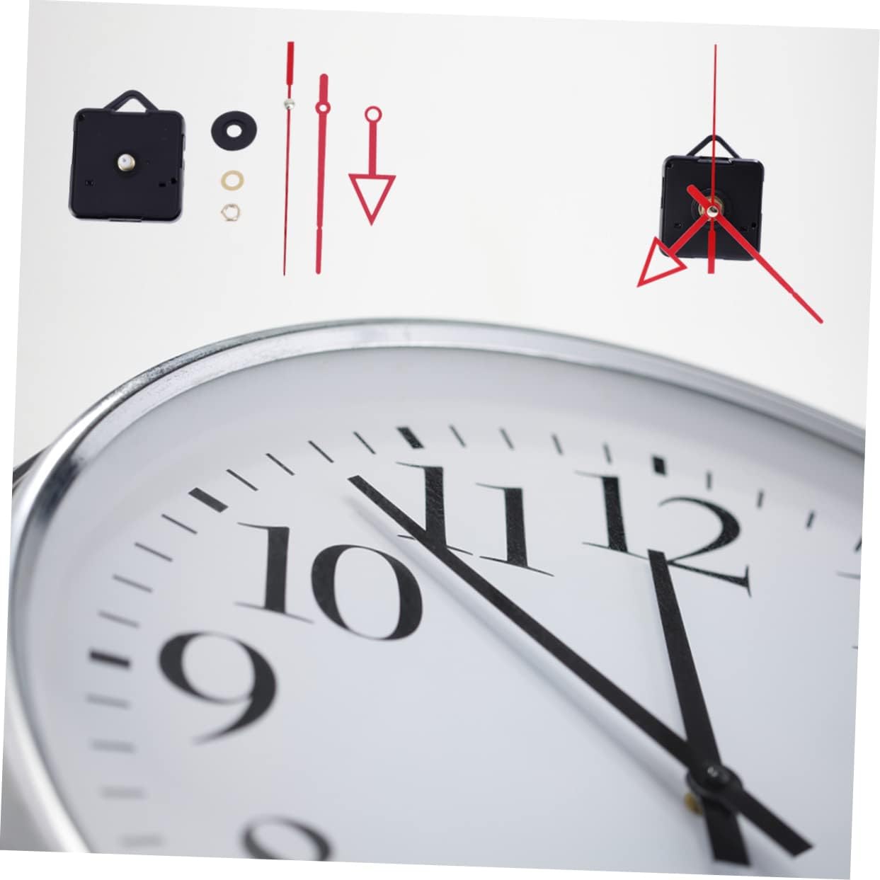 Veemoon Red Clock Hands and Mechanism Kit for DIY Repair