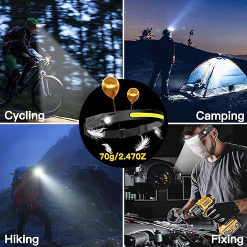 KunHe 15-Piece Rechargeable 230 Headlamp Set for Camping