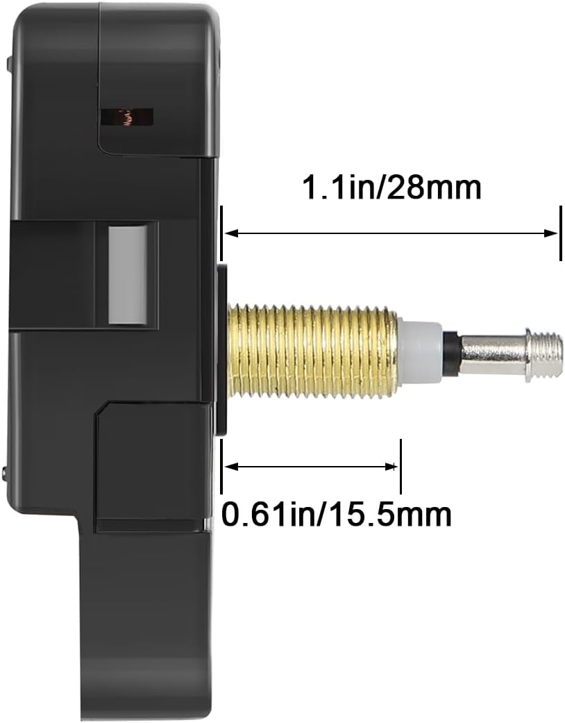 DTRIEMAEM High Torque Clock Movement 28mm Shaft Black Hands