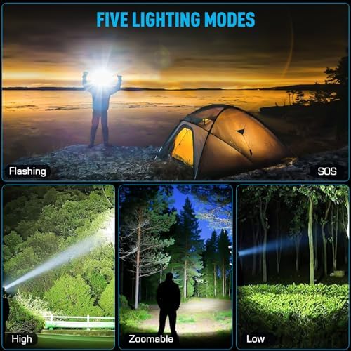 AMAKER 900000 Lumens LED Headlamp Low Battery IPX7 Waterproof Adjustable Powerful Beam