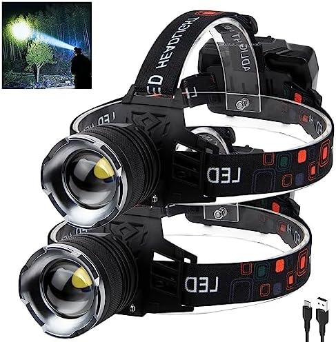 UOATEPC Rechargeable LED Headlamp 100000 Lumens Adjust
