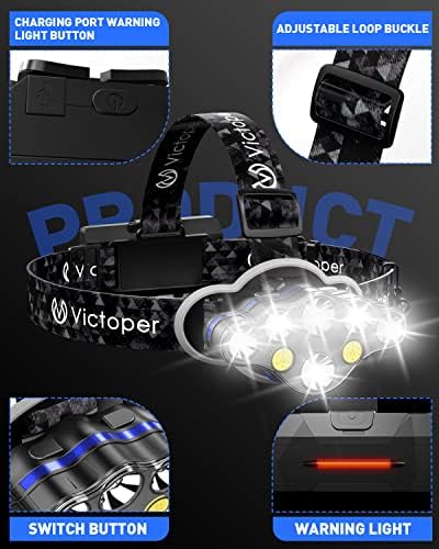 Victor Rechargeable Headlamp 8 LED 18000 Lumens Red Light Waterproof