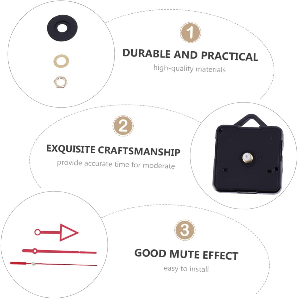 Veemoon Red Clock Hands and Mechanism Kit for DIY Repair