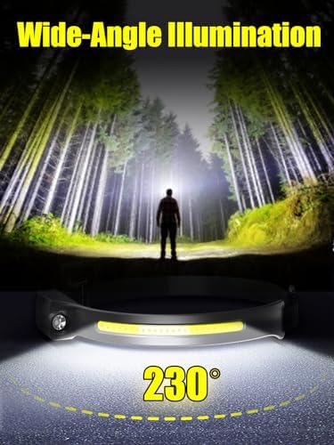 UNBON Rechargeable LED Headlamp 230 Wide Beam Super Bright