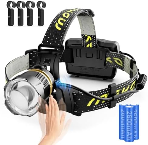 MoKo Rechargeable Headlamp 90000LM 40H Battery Life 7 Modes IP68 Waterproof