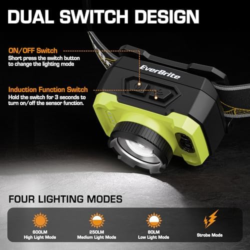 EverBrite 600 Lumen Rechargeable Headlamp with 4 Modes
