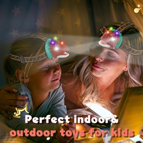 Dinosaur Headlamp for Kids T-Rex LED Flashlight Camping Essentials