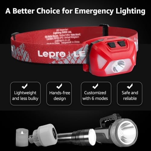 Lepro 320015 Super Bright LED Headlamp with Red Light
