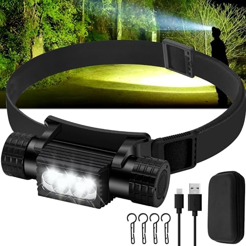 Rugtol 2000 lumen LED headlamp - waterproof rechargeable 9 modes - perfect for camping