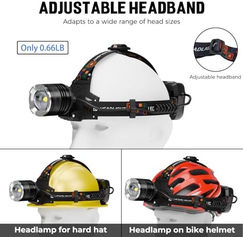 BERCOL Rechargeable Headlamp 2 Pack with 5 Modes and USB Charging